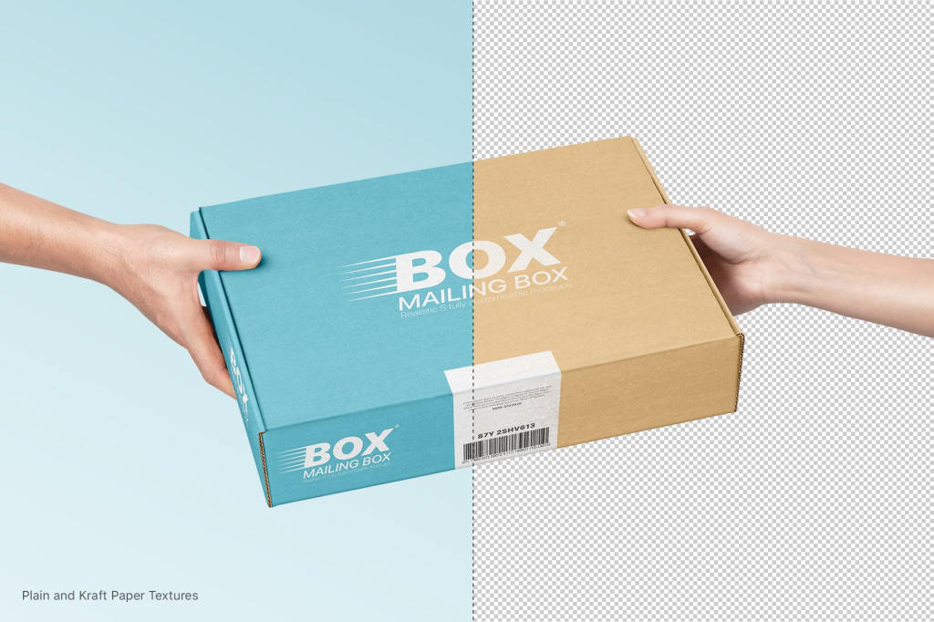 快递纸盒飞机盒包装设计PSD样机贴图Mailing Box Mockups Set