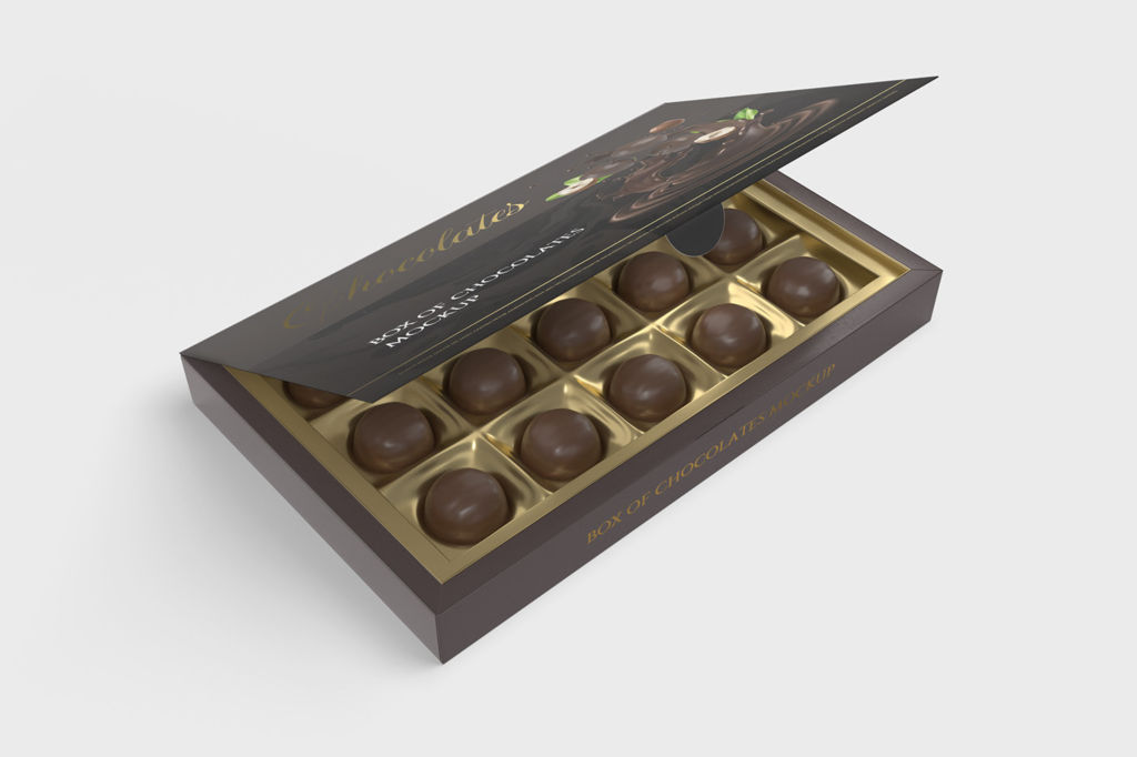 巧克力礼盒包装PSD样机贴图Box Of Chocolates Mockup