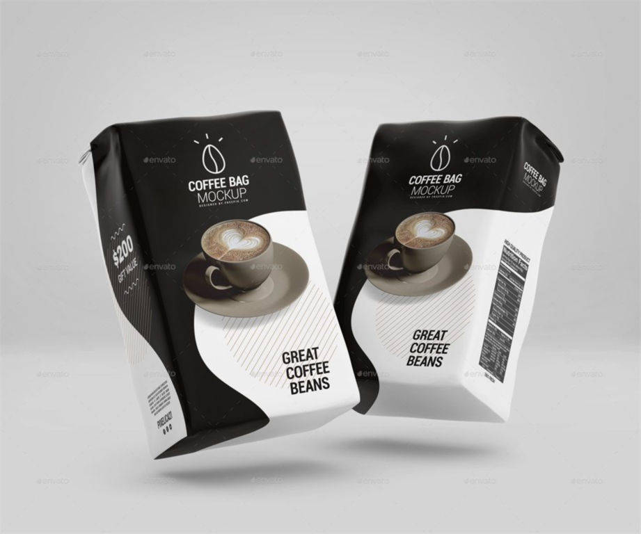 食品咖啡纸袋包装袋PSD分层样机贴图Coffee Paper Bag Mockup