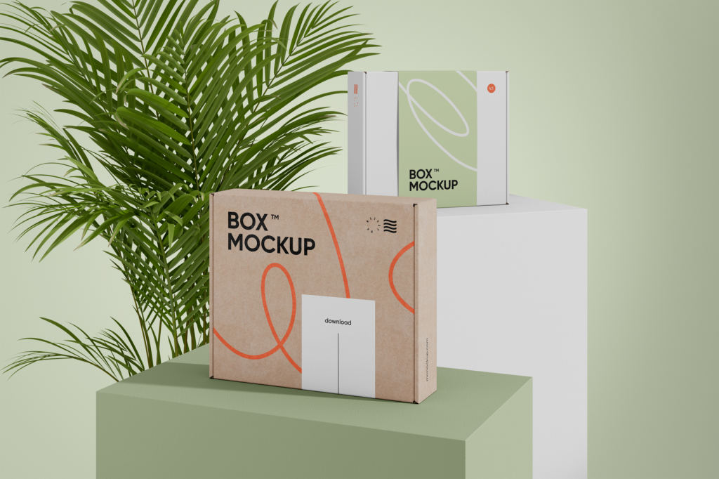 多场景立体飞机盒物流包装盒样机psd素材模版Box Mockup Bundle – Mailing Box