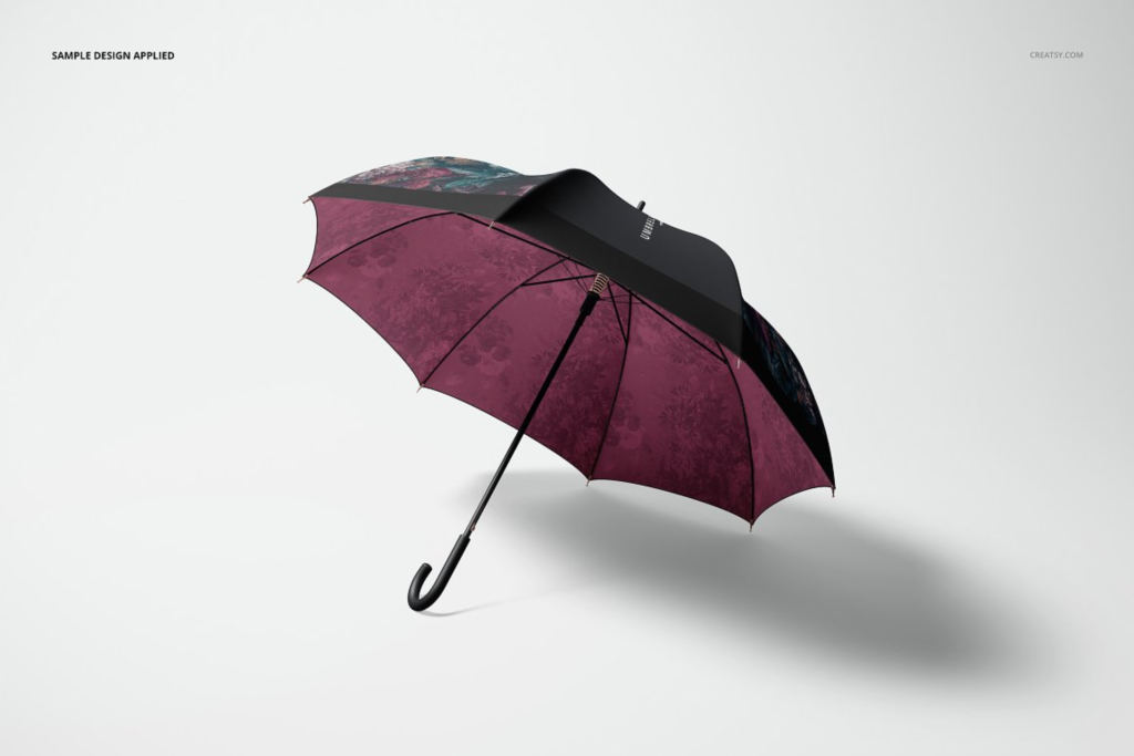 布料图案展示时尚雨伞样机地产提案贴图ps分层素材下载Umbrella Mockup Set