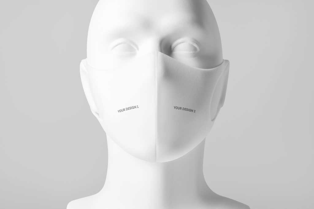 布料人物防护口罩样机贴图ps效果图素材下载Face Mask Mock-up