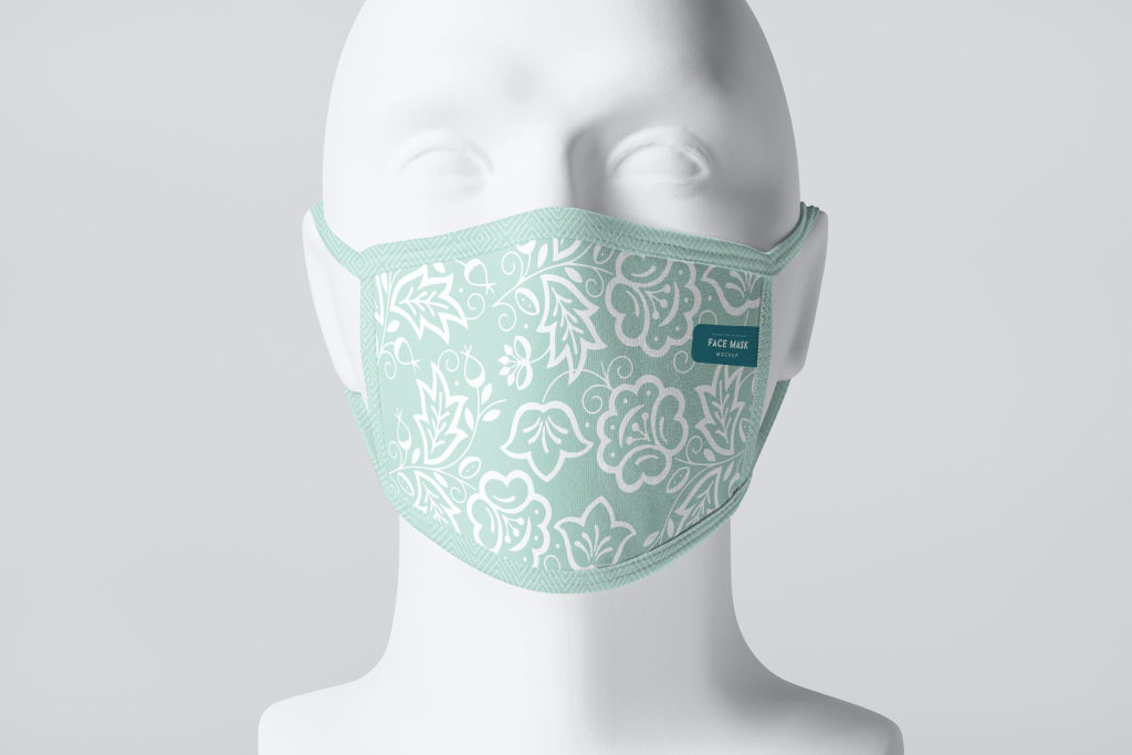 布料人物防护口罩样机贴图ps效果图素材下载Face Mask Mock-up