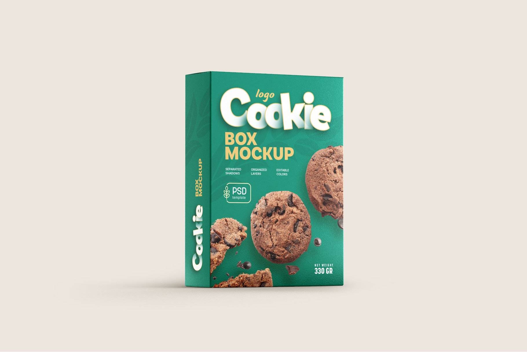 食品产品立体包装盒样机贴图ps素材下载Cookies Box Packaging Mockup Set